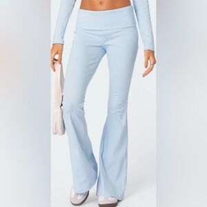 Light Blue Flared Ribbed Leggings